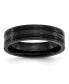 Фото #1 товара Titanium Brushed Black IP-plated Grooved Wedding Band Ring