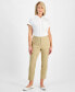 Фото #1 товара Petite Mid Rise Linen-Blend Ankle Pants, Created for Macy's