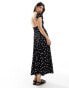 Фото #3 товара ASOS DESIGN short sleeve low back maxi dress in mono polka dot