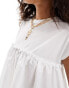 COLLUSION jersey woven mix smock dress in white