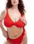 Фото #4 товара South Beach Curve knot front bikini top in red crinkle