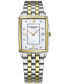 ფოტო #1 პროდუქტის Women's Swiss Toccata Diamond (1/20 ct. t.w.) Two-Tone Stainless Steel Bracelet Watch 37x30mm
