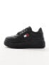 Фото #3 товара Tommy Jeans retro basket flatform trainers in black