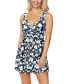Women's Printed Magnolia Underwire Twist-Front Swimdress, Created for Macy's