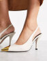 ASOS DESIGN Scandal toe cap slingback mid shoes in off white