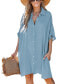 Women's Flowy Button-Up Midi Beach Dress