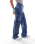 Фото #3 товара Urban Bliss denim cargo jeans in mid wash blue