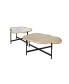 Cloud Shape Coffee Table Set with Crossed Legs and Natural Wood Veneer