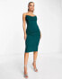 Фото #2 товара Lavish Alice cowl front bandeau midi pencil dress in emerald green