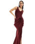 ASOS DESIGN bandage bodice draped midi dress in burgundy