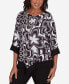 Runway Ready Women's Floral Geometric Top with A Contrast Trim with A Detachable Necklace Black/White Metallic, S - фото #2