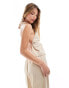 Фото #4 товара Miss Selfridge poplin halter cami top in beige pinstripe co ord