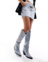 Фото #3 товара Azalea Wang Louella western knee boot in embellished denim