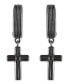 ფოტო #2 პროდუქტის Diamond Accent Cross Drop Hoop Earrings in Black Ruthenium, Created for Macy's