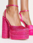 Public Desire Wide Fit Moonchild double platform rhinestone shoes in pink