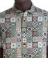 Men's Slim Fit Medallion Print Short Sleeve Button-Front Shirt