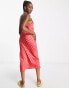 New Look cowl neck slip dress in pink swirl print