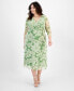 Фото #1 товара Plus Size Floral-Print Midi Wrap Dress