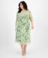 ფოტო #1 პროდუქტის Plus Size Floral-Print Midi Wrap Dress