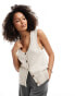 Фото #2 товара Selected Femme knitted button up vest in cream