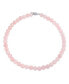 Plain Simple Classic Western Jewelry Pale Pink Rose Quartz Round 10MM Bead Strand Necklace For Women Silver Plated Clasp 16 Inch