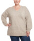 ფოტო #1 პროდუქტის Plus Size V-Neck Pullover Sweater