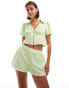 Miss Selfridge co-ord mini fitted top in green gingham Grünes Karomuster, 46 - фото #1