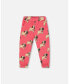 Big Girls Fleece Sweatpants Magenta Printed Pug