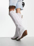 ASOS DESIGN Chester contrast stitch western knee boot in white