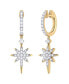 ფოტო #1 პროდუქტის Twinkle Star Design Sterling Silver Diamond Hoop Women Earring