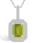 Фото #1 товара Macy's peridot (1-3/4 Ct. T.W.) and Diamond (1/2 Ct. T.W.) Halo Pendant Necklace in 14K White Gold
