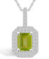 Фото #1 товара Peridot (1-3/4 Ct. T.W.) and Diamond (1/2 Ct. T.W.) Halo Pendant Necklace in 14K White Gold