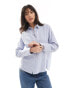 Pimkie double tie open tie back shirt in blue and white stripe