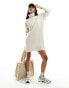 Фото #3 товара New Look roll neck knitted mini dress in cream