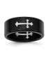 Stainless Steel Brushed Black IP-plated Cross 9mm Band Ring