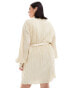 In The Style Plus plisse belted shirt dress in cream