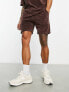 ASOS DESIGN co-ord slim shorts in brown soft towelling