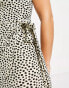 River Island high neck tie waist midi dress in black dalmation print