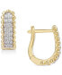 ფოტო #1 პროდუქტის Diamond Bead Leverback Hoop Earrings (1/6 ct. t.w.) in 14k Gold-Plated Sterling Silver