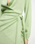 Фото #3 товара ASOS DESIGN long sleeve v neck wrap mini dress in mint