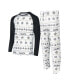 ფოტო #1 პროდუქტის Men's White, Black New Orleans Saints Tinsel Raglan Long Sleeve T-shirt and Pants Sleep Set