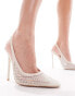 Simmi London Wide Fit Lailla sling back heeled shoes with embellished mesh in cream