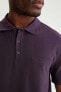 Oversize Fit Polo Yaka Basic Kısa Kollu Pamuklu Penye Tişört