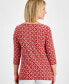 Фото #2 товара Petite Francesca Foulard Printed Jacquard 3/4-Sleeve Swing Top, Created for Macy's