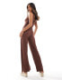 Miss Selfridge scoop neck jumpsuit in chocolate