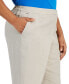 Plus Size Mid Rise Linen-Blend Straight-Leg Fly-Front Pants