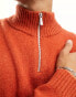 ASOS DESIGN knitted lambswool 1/4 zip jumper in orange