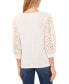 Women's Solid Lace-3/4-Sleeve Knit Crewneck Top