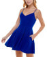 ფოტო #3 პროდუქტის Juniors' V-Neck Sleeveless Pleated Fit & Flare Dress