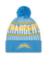 Men's Powder Blue Los Angeles Chargers Striped Cuffed Knit Hat with Pom